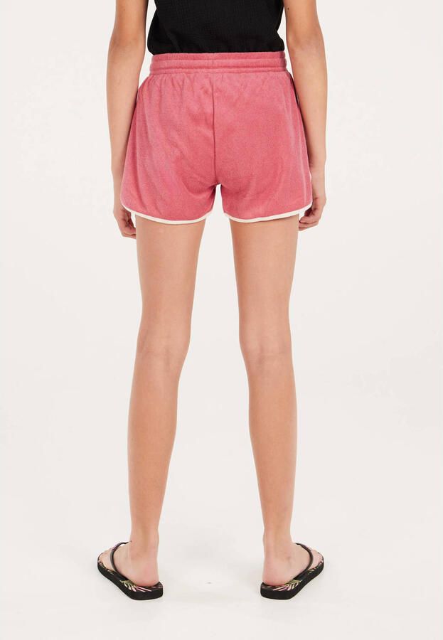Protest badstof casual short met zijstreep donkerroze wit Korte broek Effen 164