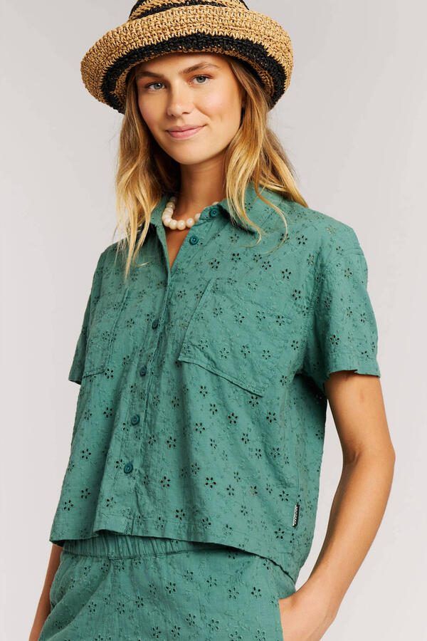 Protest blouse donkergroen broderie