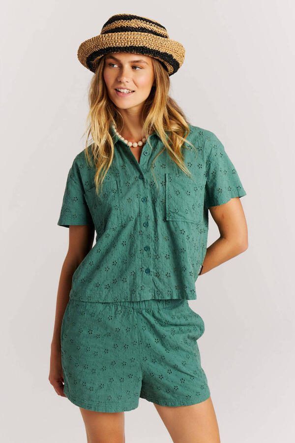 Protest blouse donkergroen broderie - Foto 2
