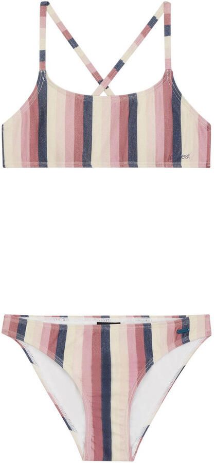 Protest crop bikini met lurex PRTSHEILA JR roze donkerblauw Meisjes Polyester 140