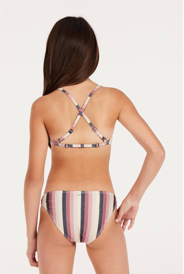 Protest crop bikini met lurex PRTSHEILA JR roze donkerblauw Meisjes Polyester 140