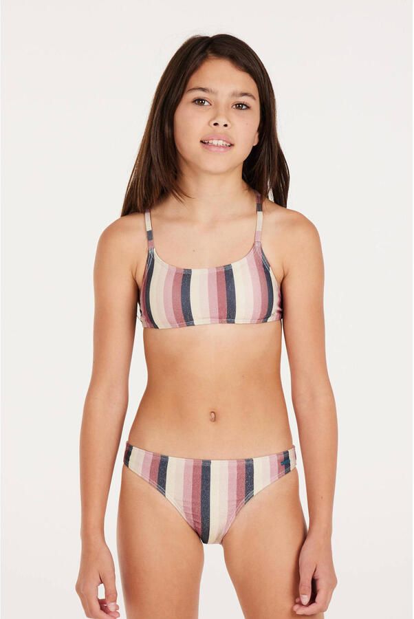 Protest crop bikini met lurex PRTSHEILA JR roze donkerblauw Meisjes Polyester 140 - Foto 3