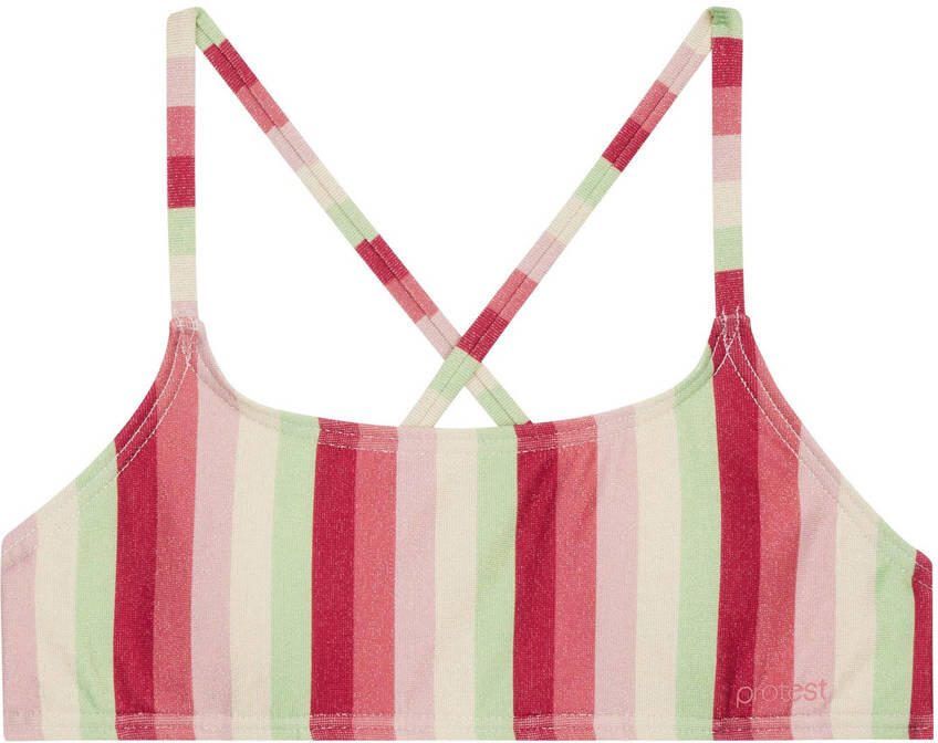 Protest crop bikini met lurex PRTSHEILA JR roze groen Meisjes Polyester 140 - Foto 2