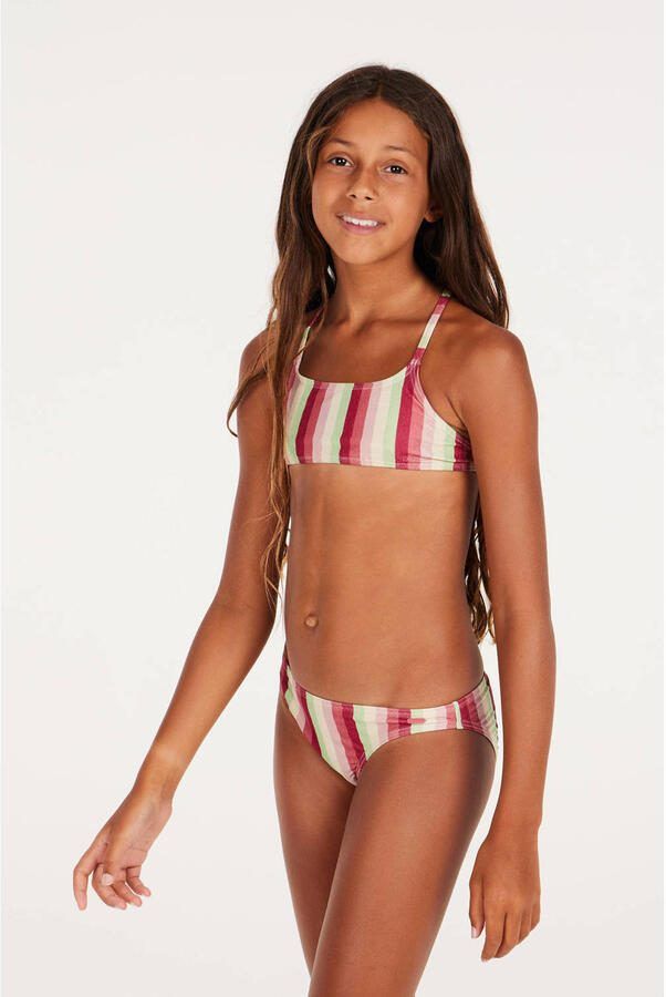Protest crop bikini met lurex PRTSHEILA JR roze groen Meisjes Polyester 140 - Foto 3
