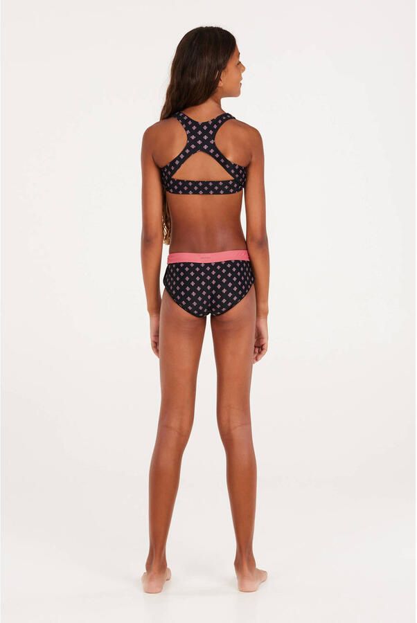 Protest crop bikini PRTMIRROR JR zwart roze Meisjes Polyamide All over print 104