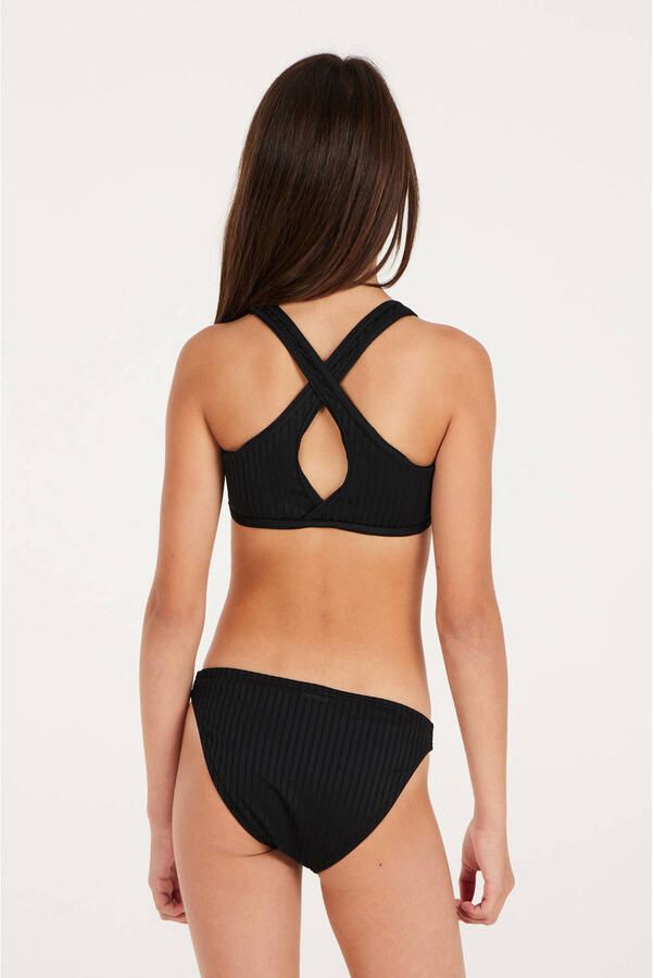 Protest crop bikini PRTMOON JR zwart Meisjes Polyester Streep 104
