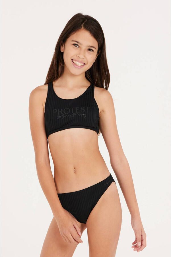 Protest crop bikini PRTMOON JR zwart Meisjes Polyester Streep 104 - Foto 2