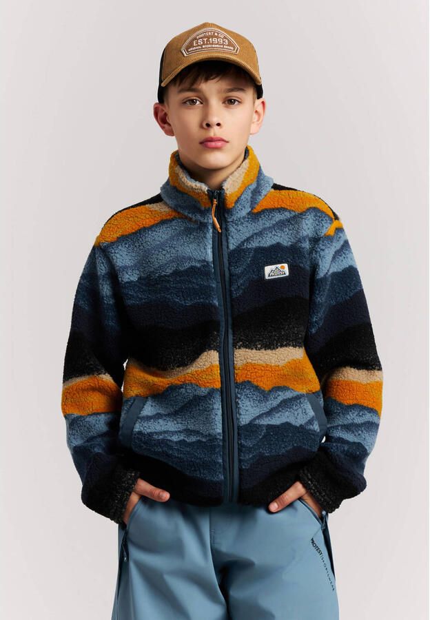 Protest fleecevest blauw oranje Jongens Polyester Opstaande kraag Meerkleurig
