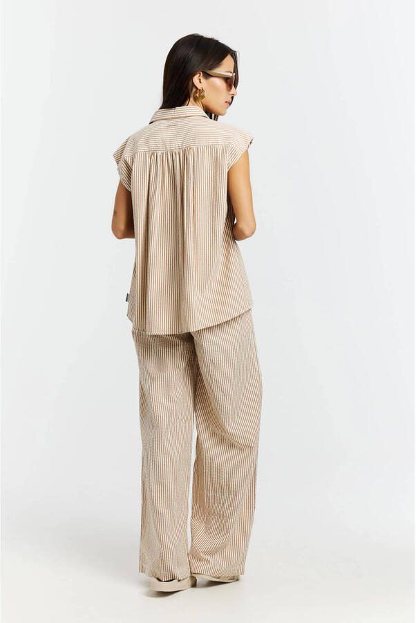 Protest gestreepte blouse bruin - Foto 3
