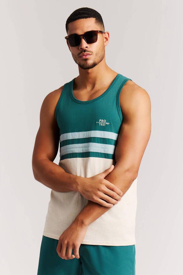 Protest gestreepte tanktop petrol