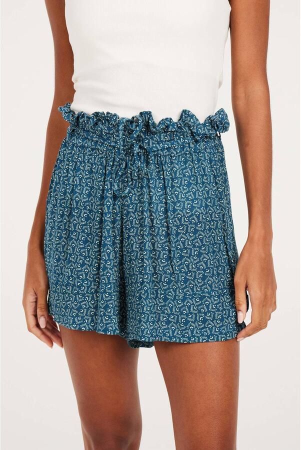 Protest high waist loose fit short met all over print blauw