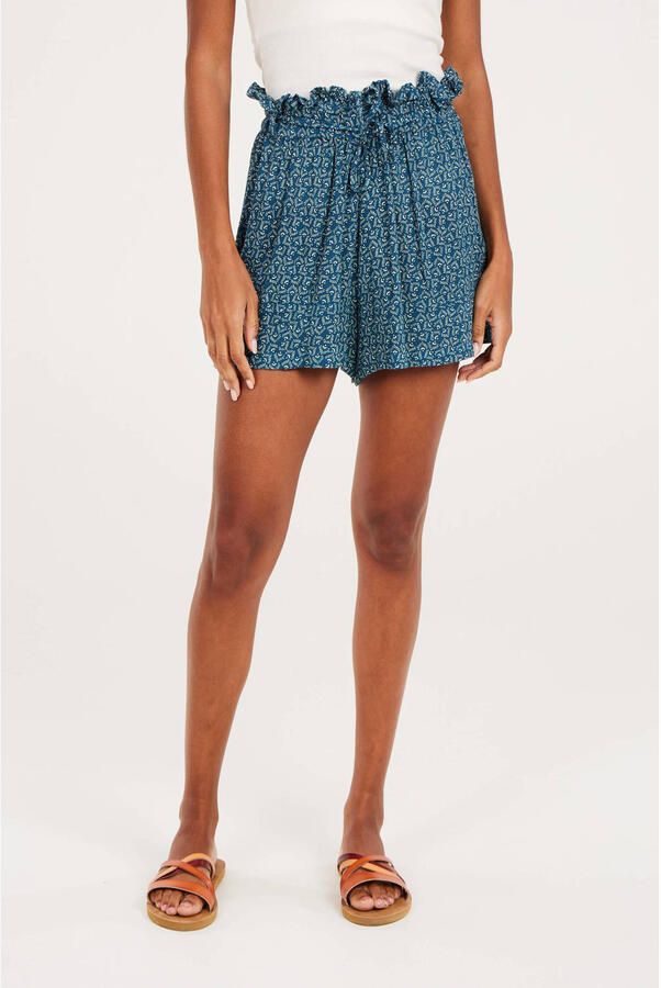 Protest high waist loose fit short met all over print blauw - Foto 2