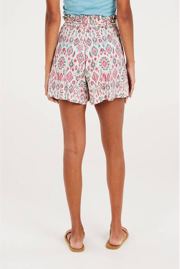 Protest high waist loose fit short met all over print ecru roze blauw