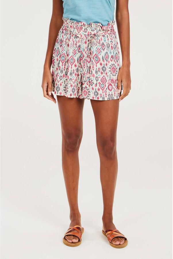 Protest high waist loose fit short met all over print ecru roze blauw - Foto 2
