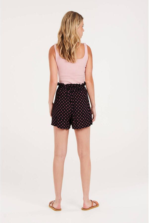 Protest high waist loose fit short met all over print zwart roze