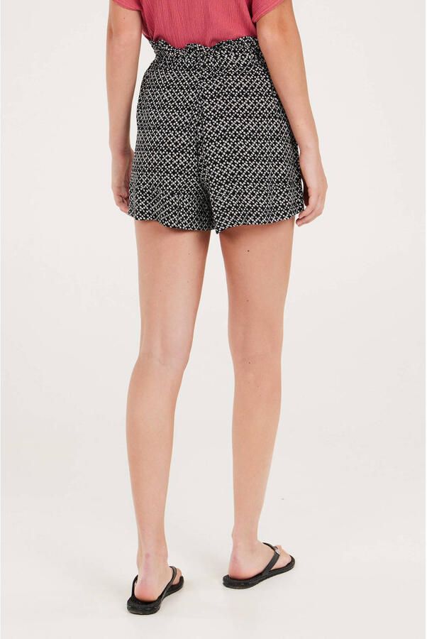 Protest high waist loose fit short met all over print zwart wit