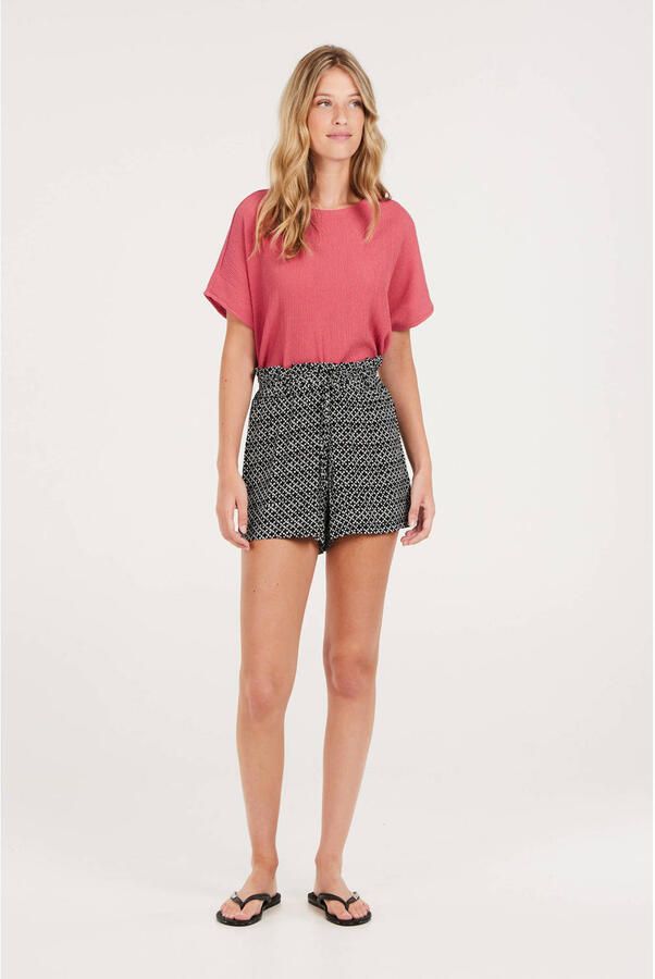 Protest high waist loose fit short met all over print zwart wit - Foto 2