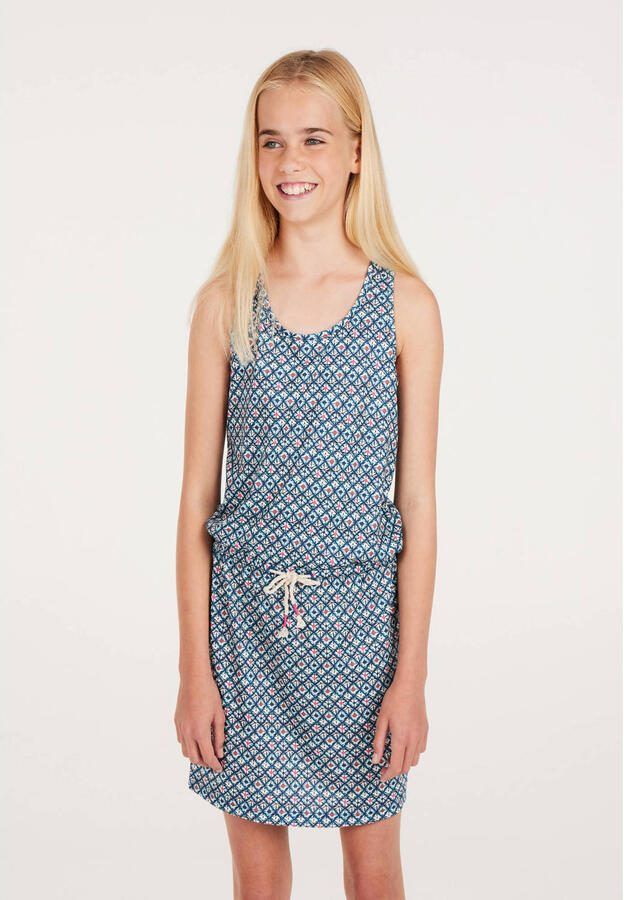Protest jurk met all over print blauw wit rood Meisjes Viscose Ronde hals 104 - Foto 2
