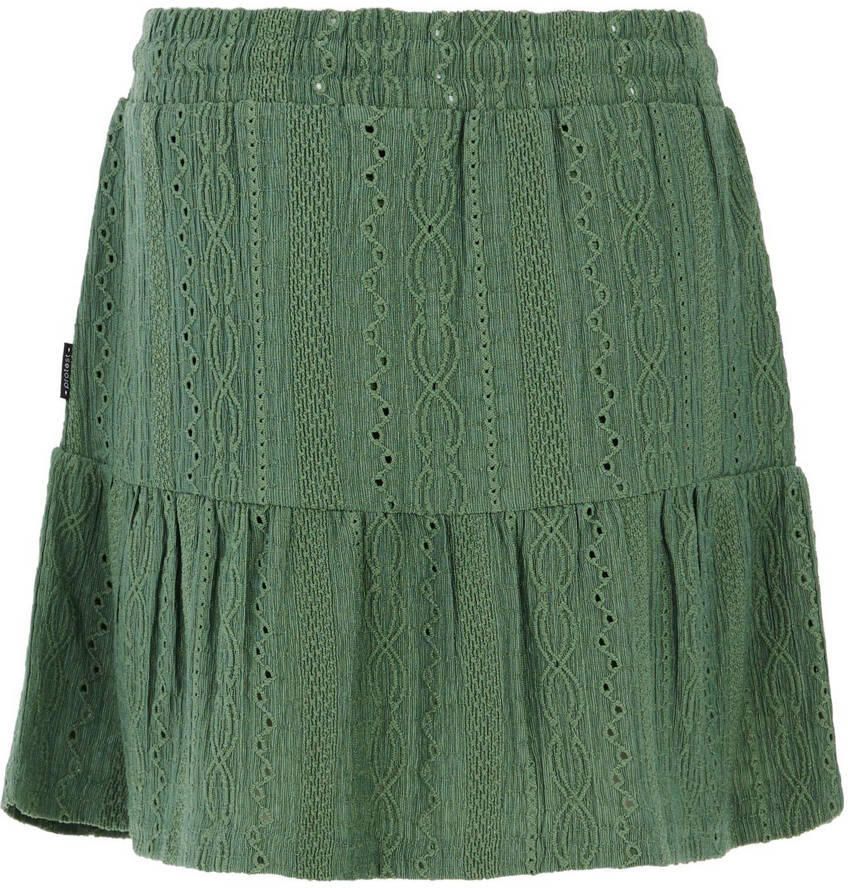 Protest korte rok broderie donkergroen