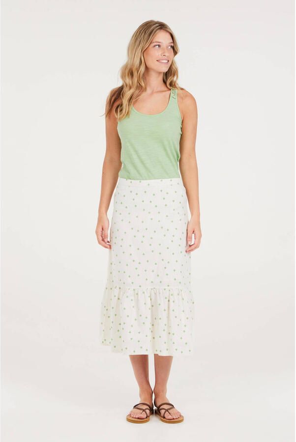 Protest midi rok met all over print ecru groen - Foto 3