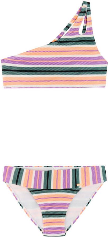 Protest one shoulder bikini PRTGOGO JR roze groen wit