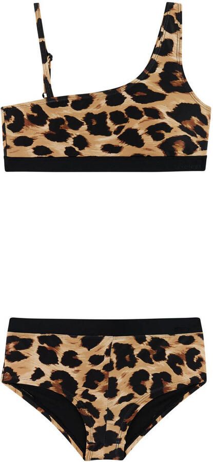 Protest one shoulder bikini PRTPANTER JR beige zwart