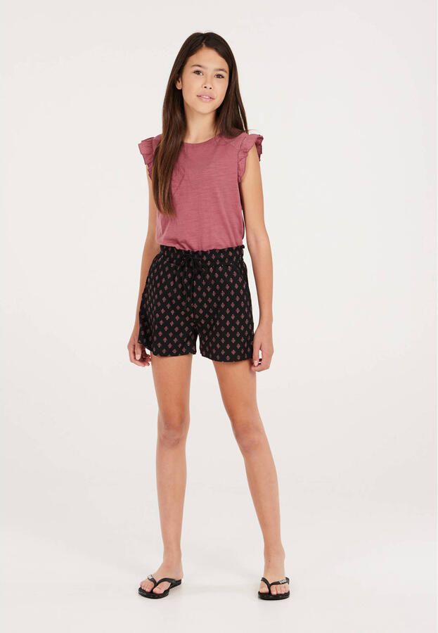 Protest paperbag short met all over print zwart donkerroze Korte broek Meisjes Polyester 176 - Foto 2