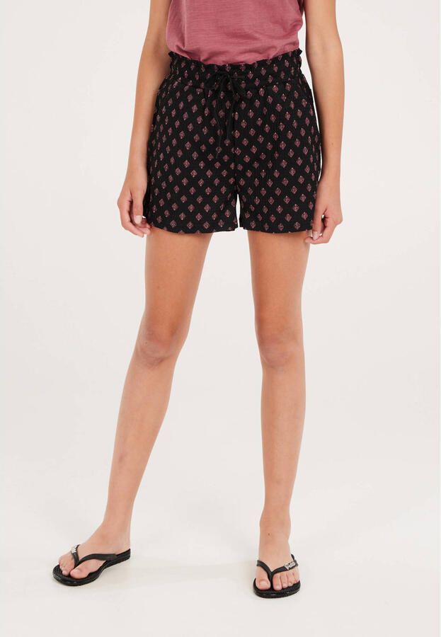 Protest paperbag short met all over print zwart donkerroze Korte broek Meisjes Polyester 176 - Foto 3