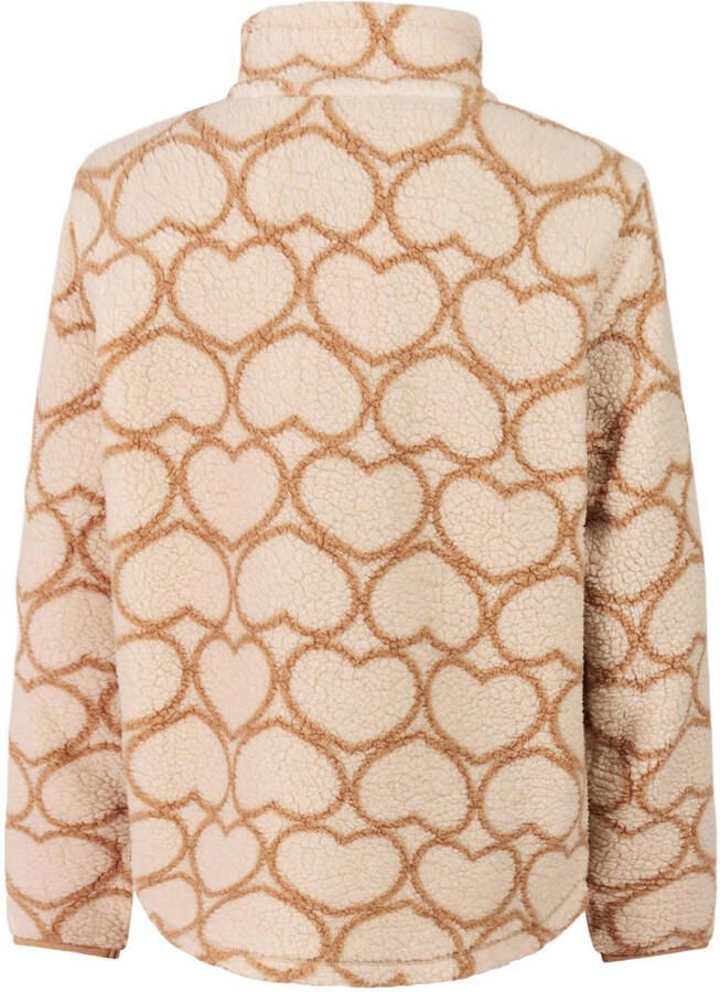 Protest rechtvallende teddy sweater met hartjes beige - Foto 2