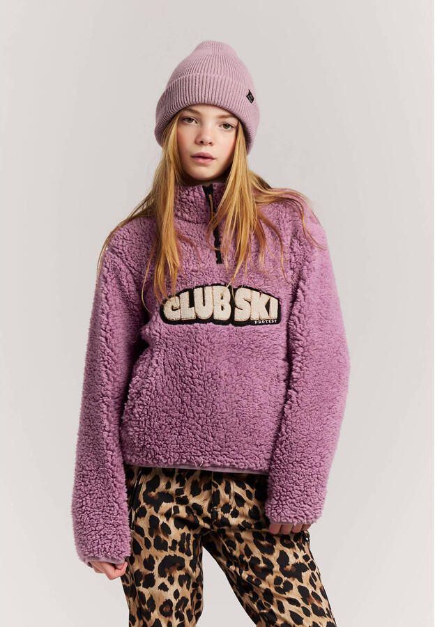 Protest rechtvallende teddy sweater met tekst lila Paars Tekst