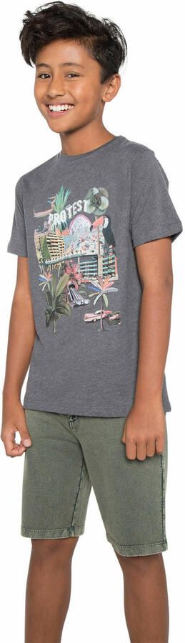 Protest regular fit short Orlin Jr groen Korte broek Jongens Katoen Effen 140