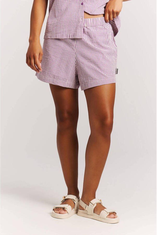 Protest regular waist geruite strandshort lila