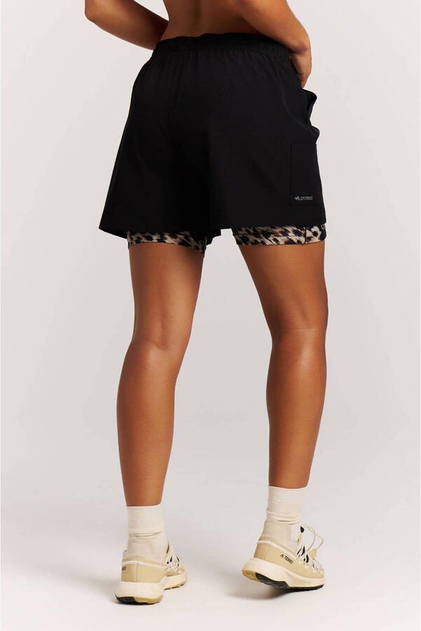 Protest straight high waist sweatshort met dierenprint zwart - Foto 3