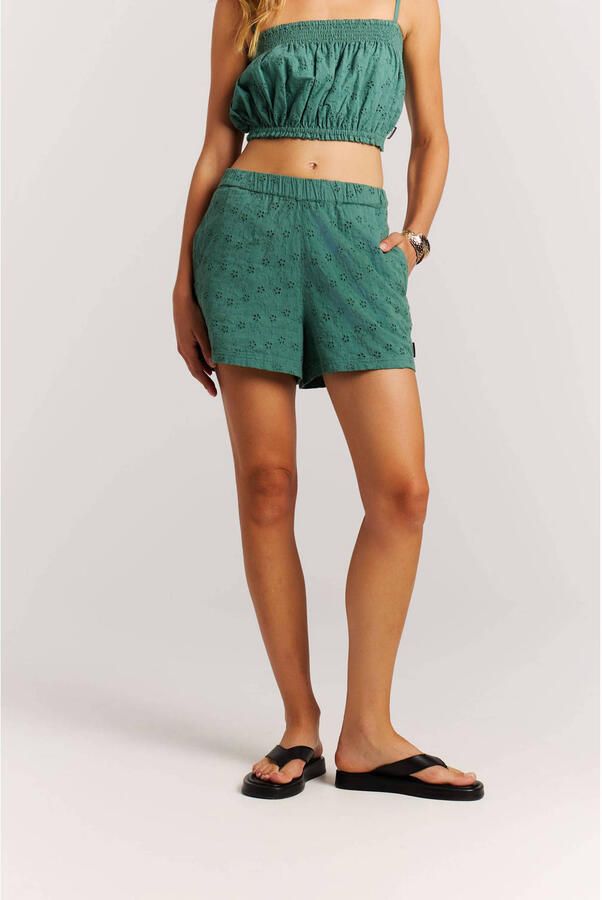 Protest straight regular waist casual short groen broderie