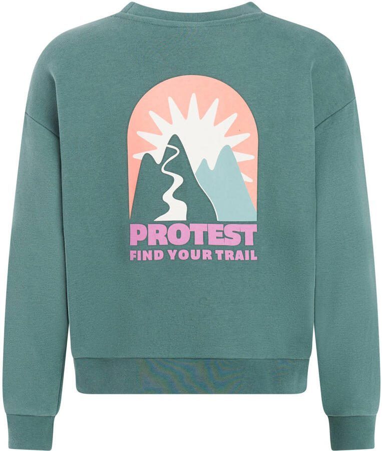 Protest sweater met backprint groen - Foto 2