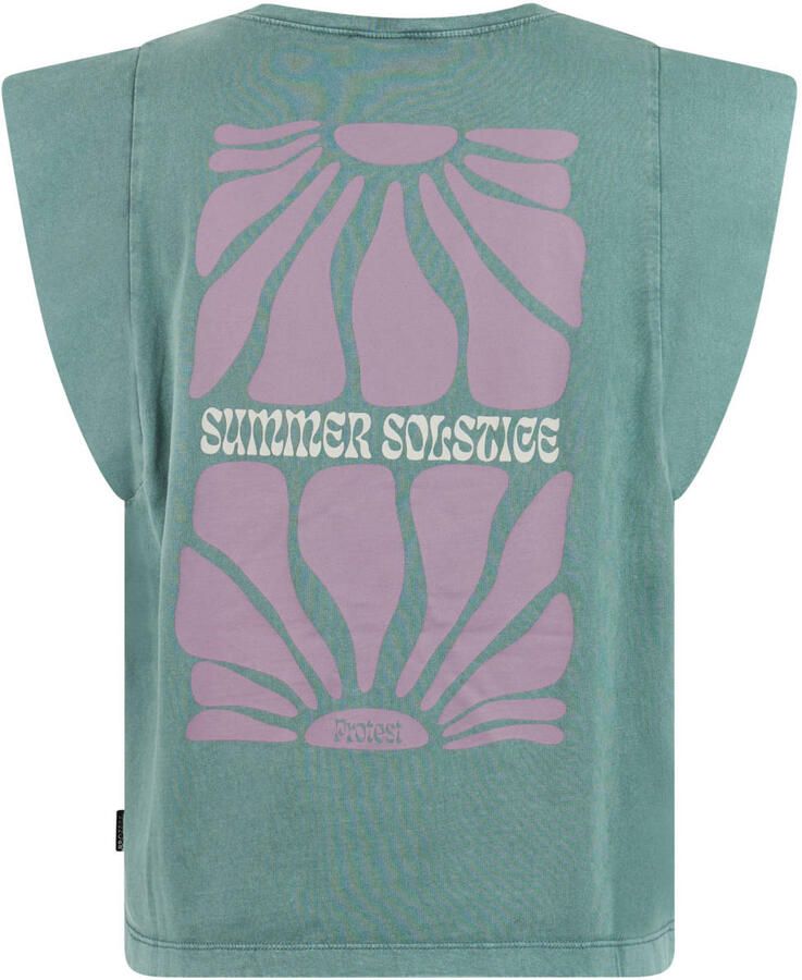 Protest T-shirt met backprint groen
