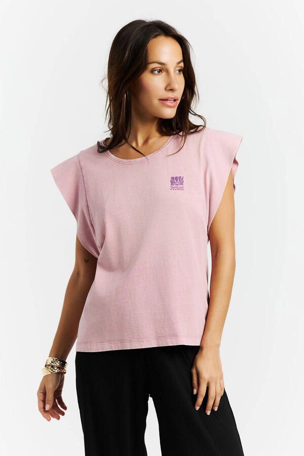 Protest T-shirt met backprint roze