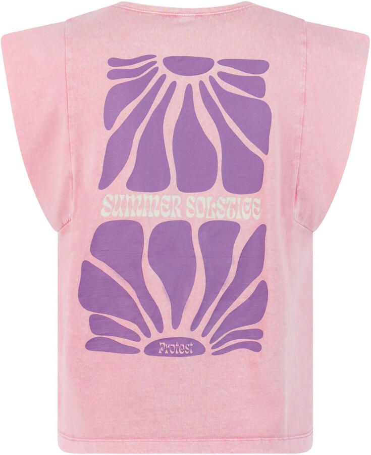 Protest T-shirt met backprint roze - Foto 2