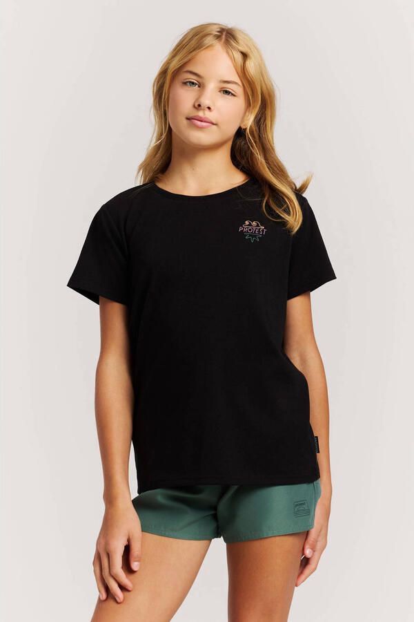 Protest T-shirt met backprint zwart