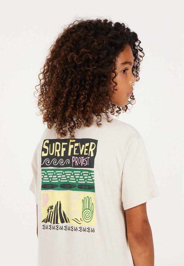 Protest T-shirt met printopdruk ecru Jongens Stretchkatoen Ronde hals Printopdruk 128