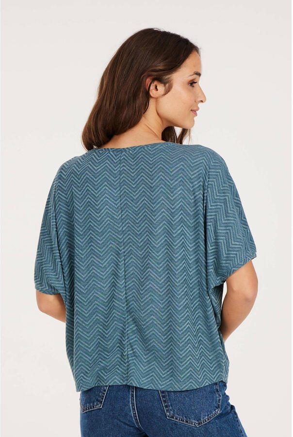 Protest top met all over print blauw
