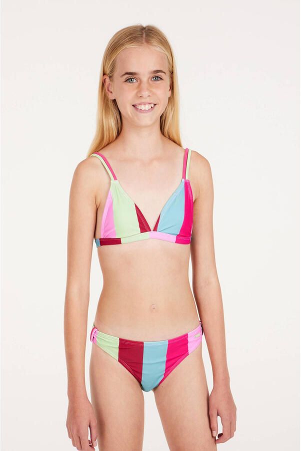 Protest triangel bikini PRTABBY JR roze blauw groen Meisjes Polyamide Streep 104