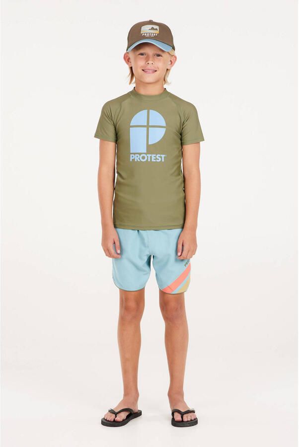 Protest UV T-shirt PRTBERENT JR olijfgroen UV shirt Polyester Ronde hals 152