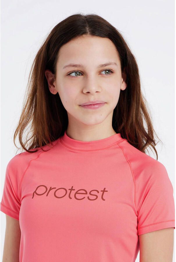 Protest UV T-shirt PRTSENNA JR koraalrood UV shirt Meisjes Polyester Ronde hals 128