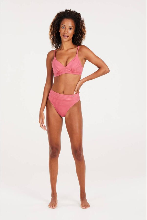 Protest voorgevormde beugel bikinitop MIXVAMP met ribstructuur roze