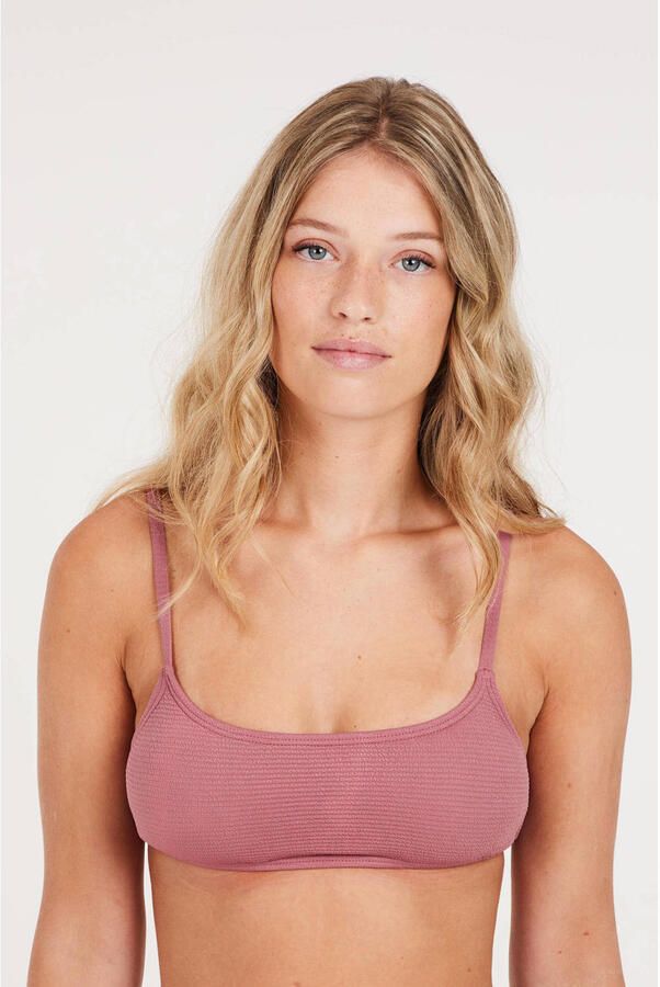 Protest voorgevormde crop bikini set PRTHIZZ met ribstructuur roze - Foto 3