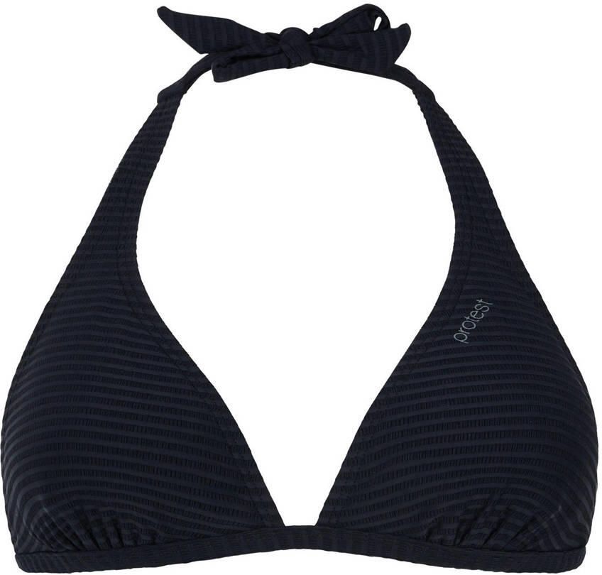 Protest voorgevormde halter bikinitop MIXCAVIAR met ribstructuur zwart