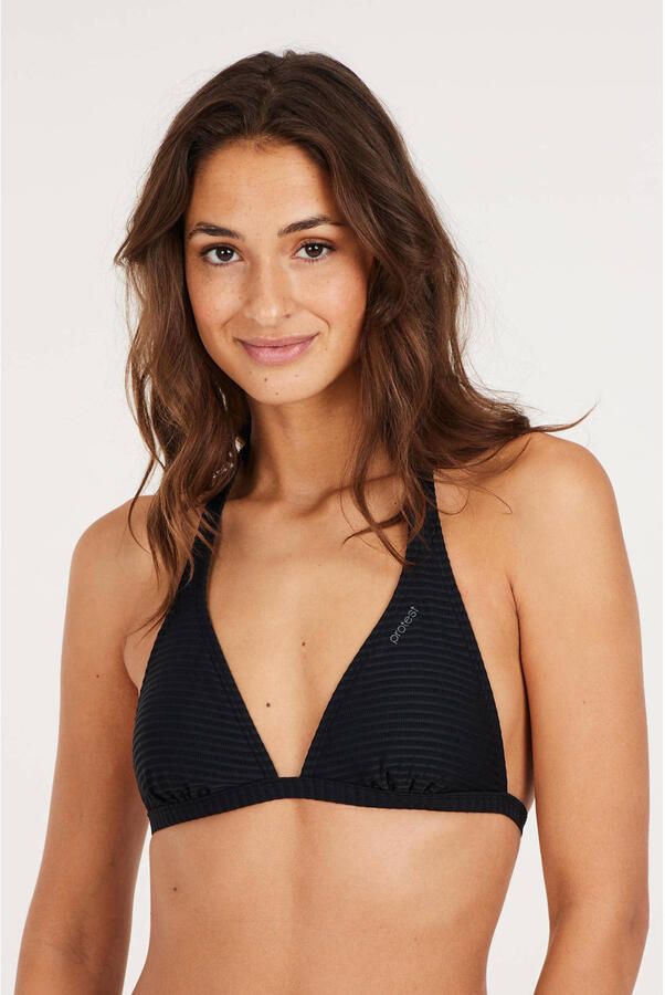 Protest voorgevormde halter bikinitop MIXCAVIAR met ribstructuur zwart - Foto 3