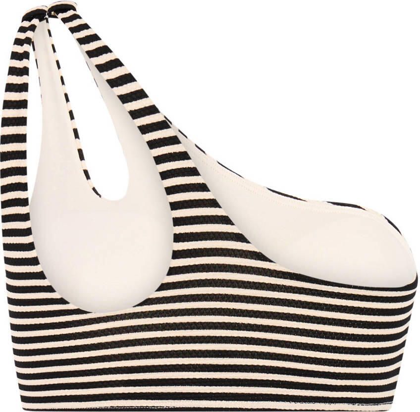 Protest voorgevormde one shoulder bikinitop MIXMARLEE zwart ecru - Foto 2
