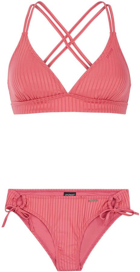 Protest voorgevormde triangel bikini PRTBOOGIE met ribstructuur roze